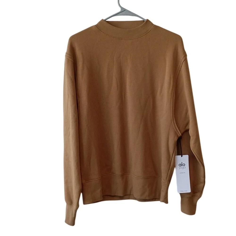 Alo Yoga Women's Caramel Freestyle Mock‎ Neck Pullover Sweatshirt Size XS